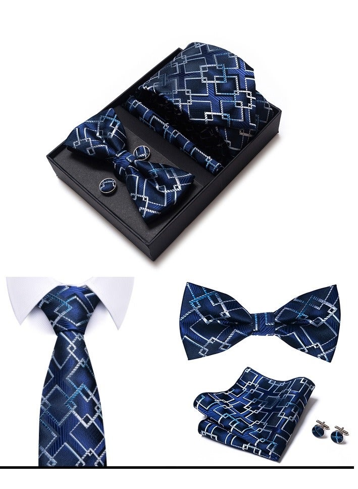 5 pcs high-end tie for men business professional formal tie bow tie cufflinks square scarf fashion accessories gift box  - Image 2
