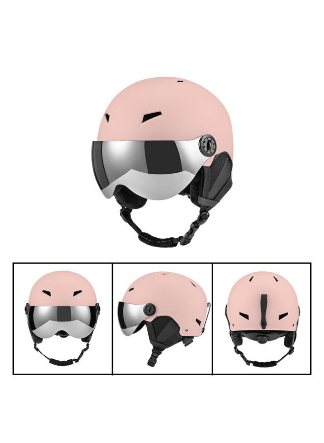 Light Pink Ski Helmet Cover with Goggles for Adults and Children, Unisex, Warm for Cycling and Outdoor Sports