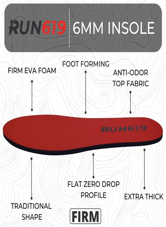 Run 619 Zero Drop Shoe Insoles, Traditional Shape, Foot Forming, Regular Width - 6mm Thickness, Firm, Flat Shoe Inserts - Men's 10-11.5, Women's 11-12.5 - Image 2