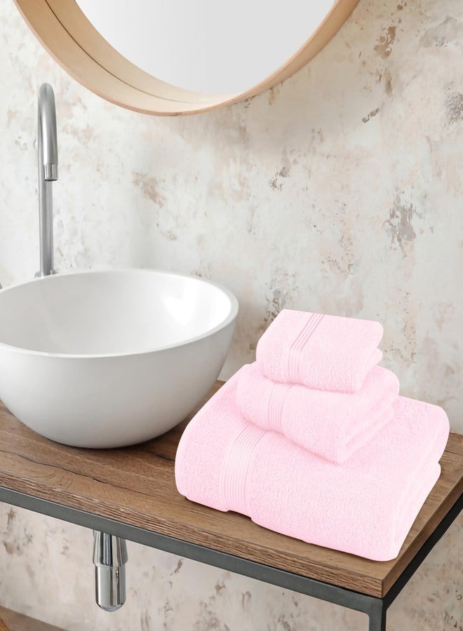 Belizzi Home Ultra Soft 3 Pack Cotton Towel Set, Contains a Bath Towel 28x55 inch, a Hand Towel 16x24 inch & a Wash Coth 12x12 inch, Ideal Everyday use, Compact & Lightweight - Pink - Image 3