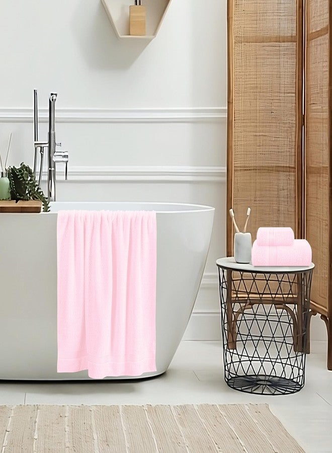 Belizzi Home Ultra Soft 3 Pack Cotton Towel Set, Contains a Bath Towel 28x55 inch, a Hand Towel 16x24 inch & a Wash Coth 12x12 inch, Ideal Everyday use, Compact & Lightweight - Pink - Image 4