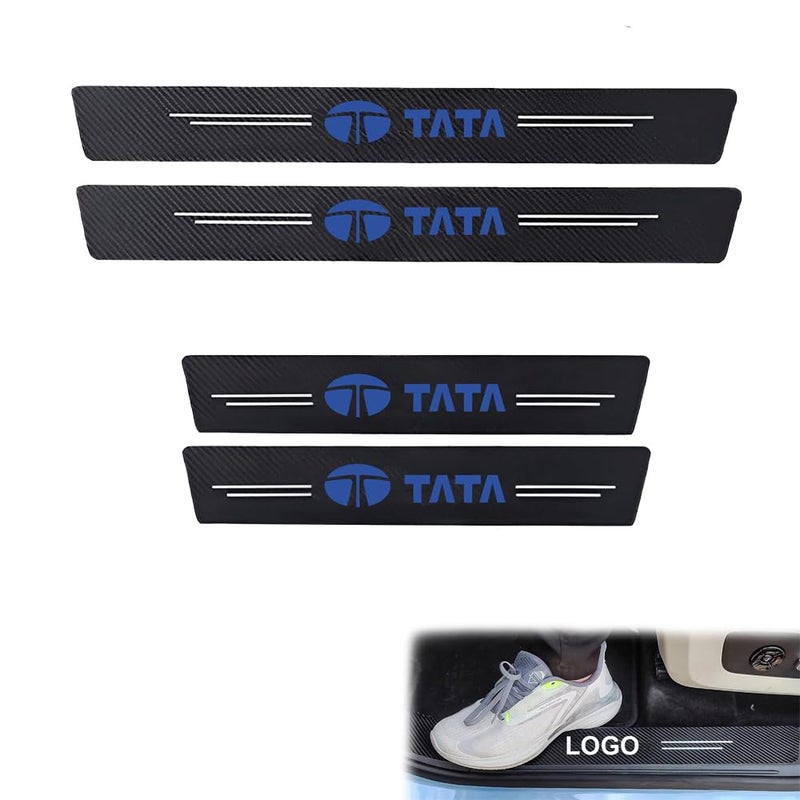 ZOTIMO 4Pcs for Car Door Sill Protector Reflective 4D Carbon Fiber Leather Sticker Decoration Entry Guard Door Sill Scuff Plate Stickers Auto Accessories (TATAA) - Image 1