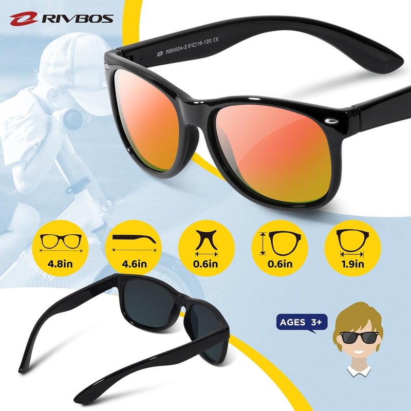 RIVBOS Kids Sunglasses Polarized UV Protection Flexible Rubber Glasses Shades with Strap for Boys Girls RBK004 - Image 5