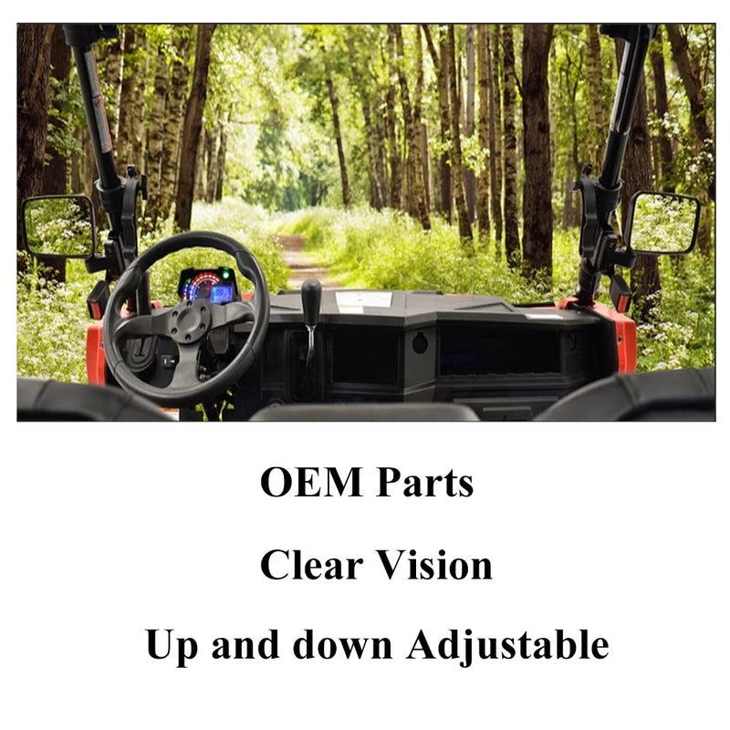 Chikia Pair L+R Side View Mirror Replacement for Hisun UTV 400 500 700 800 Massimo 500 700 Coleman 500 700 Axis 500 700 CFMOTO Uforce 550 Uforce 800 Zforce 500 800 1000(without mounting hardware) - Image 3