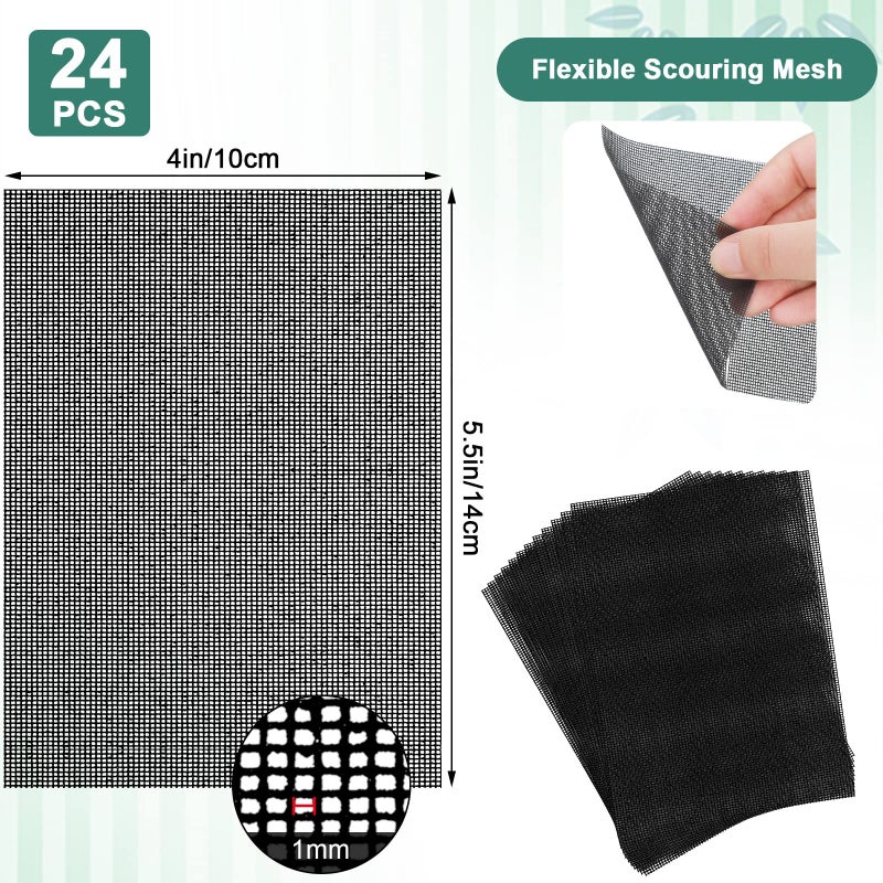 Skyley 24 Pack Flexible Scrubbing Screen Cleaning Mesh for Household 5.5 x 4 Inch Cleaner Toilet Hard Water Ring Remover Scouring Pad Abrasive Grit Cleaning Screen for Remove Carbon, Rust and Scale - Image 4