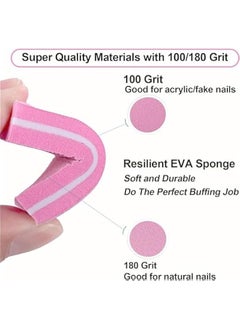 MOXO 50 Pcs Nail Buffers Doublesided Mini Buffer Block Nail File for Acrylic Nails and Natural Nails 100/180 Grit Nail Buffer Block Bulk Buffing Block Washable Sanding Buffing File (Pink)  - Image 3