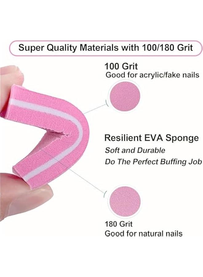 MOXO 50 Pcs Nail Buffers Doublesided Mini Buffer Block Nail File for Acrylic Nails and Natural Nails 100/180 Grit Nail Buffer Block Bulk Buffing Block Washable Sanding Buffing File (Pink) - Image 3