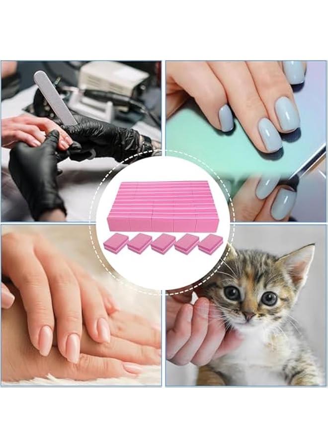 MOXO 50 Pcs Nail Buffers Doublesided Mini Buffer Block Nail File for Acrylic Nails and Natural Nails 100/180 Grit Nail Buffer Block Bulk Buffing Block Washable Sanding Buffing File (Pink) - Image 4