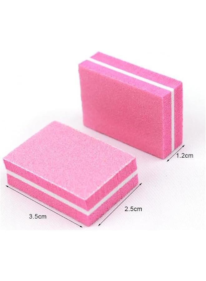 MOXO 50 Pcs Nail Buffers Doublesided Mini Buffer Block Nail File for Acrylic Nails and Natural Nails 100/180 Grit Nail Buffer Block Bulk Buffing Block Washable Sanding Buffing File (Pink) - Image 2