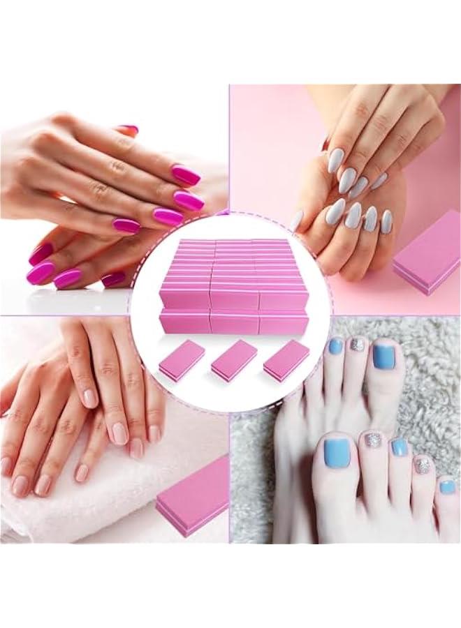 MOXO 50 Pcs Nail Buffers Doublesided Mini Buffer Block Nail File for Acrylic Nails and Natural Nails 100/180 Grit Nail Buffer Block Bulk Buffing Block Washable Sanding Buffing File (Pink) - Image 5