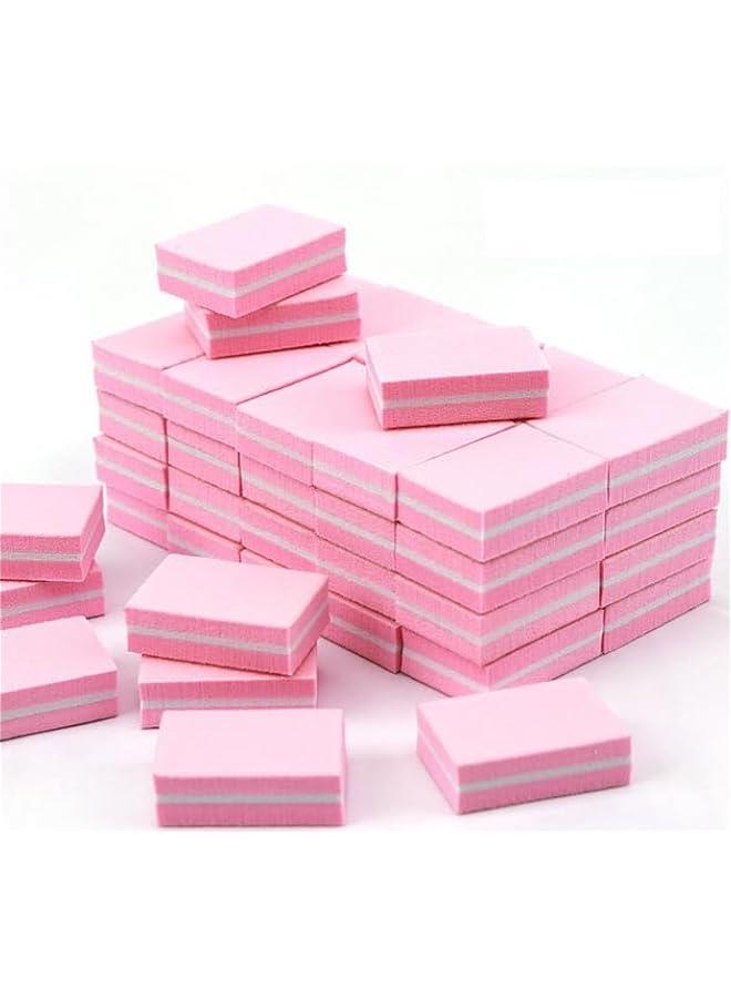 MOXO 50 Pcs Nail Buffers Doublesided Mini Buffer Block Nail File for Acrylic Nails and Natural Nails 100/180 Grit Nail Buffer Block Bulk Buffing Block Washable Sanding Buffing File (Pink) - Image 1