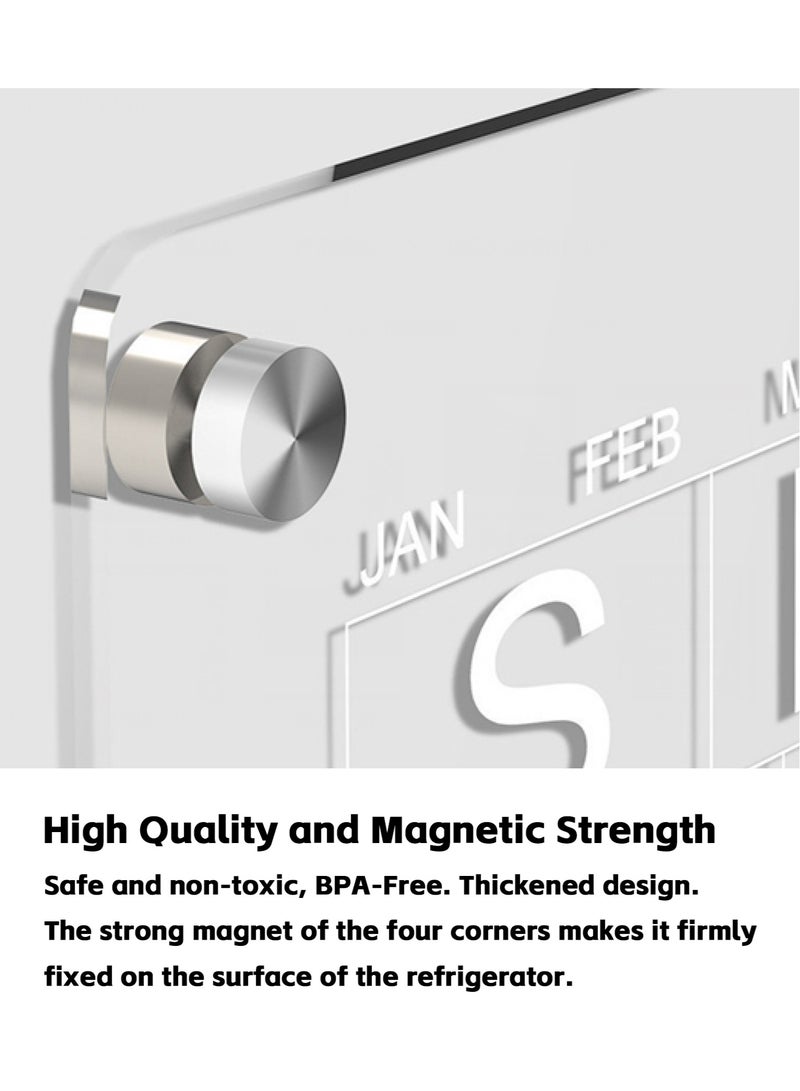 Teuuea 2 Pieces Acrylic Calendar Panel, Strong Magnetic Clear Fridge Refrigerator Monthly and Weekly Planner Board, Home Thick Reusable Calendar Includes Dry Erase 4 Markers(2X 40*30CM)  - Image 5