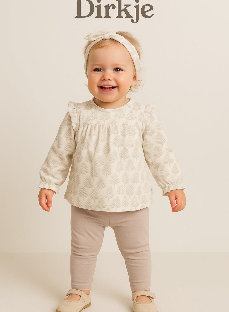 Dirkje Baby Girls 3-Piece Printed Top, Leggings & Headband Set - Image 1