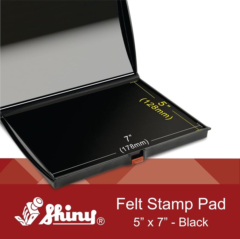 Supply360 Imprint 360 AS-SHI0940188 Shiny Large Stamp Pad, Felt, Plastic Cover, S4, 5" x 7", Black Ink - Image 2