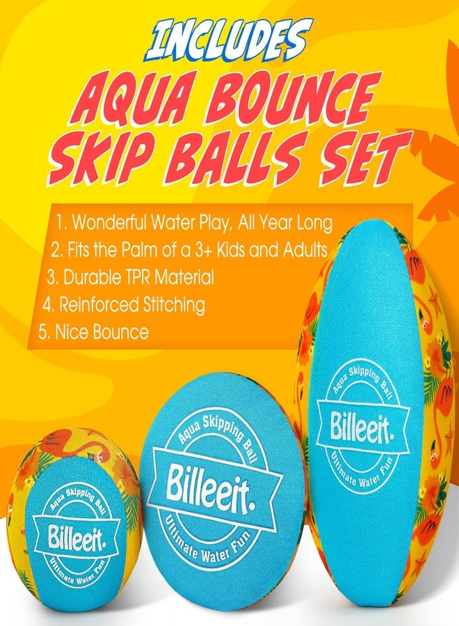 Billeeit 5Pcs Water Skipping Balls for Pool Play, Tropical Yellow Splash Water Bouncing Balls with Portable Mesh Bag, Fun Beach Toys & Games for Kids 3+ 4-8-12 and Adults - Image 4