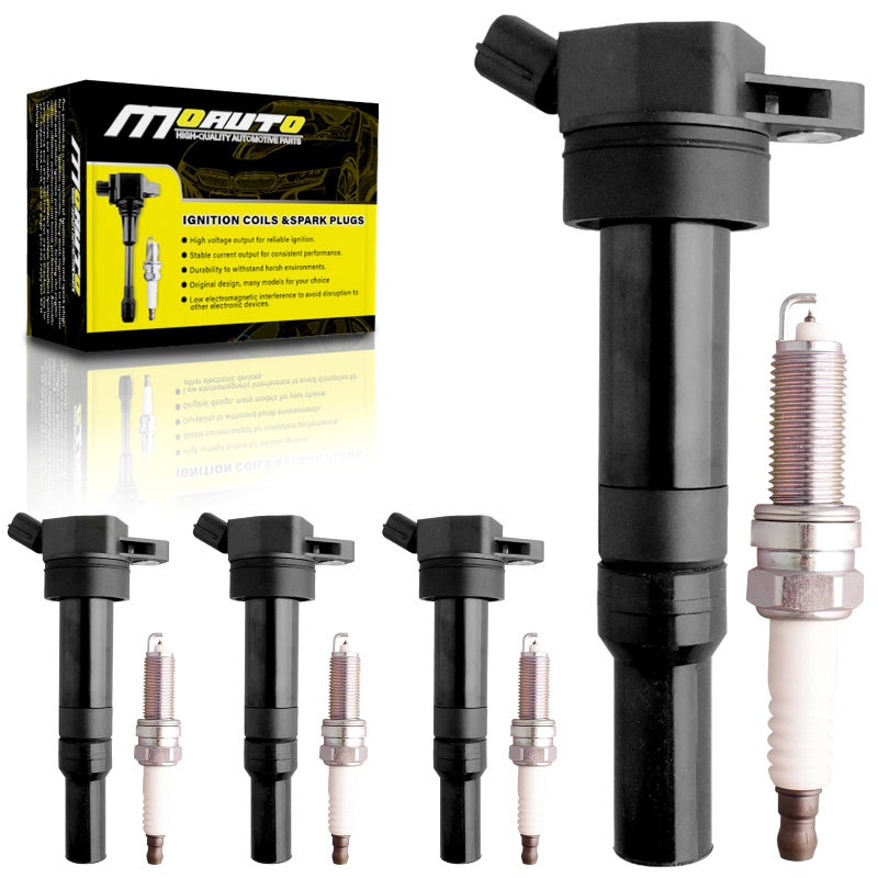 MOAUTO Set of 4 Ignition Coils Pack UF651 273002E000 4 PCS Iridium Spark Plugs Compatible with 20142015 Kia Soul Forte 18L 20L Hyundai Tucson Elantra GT