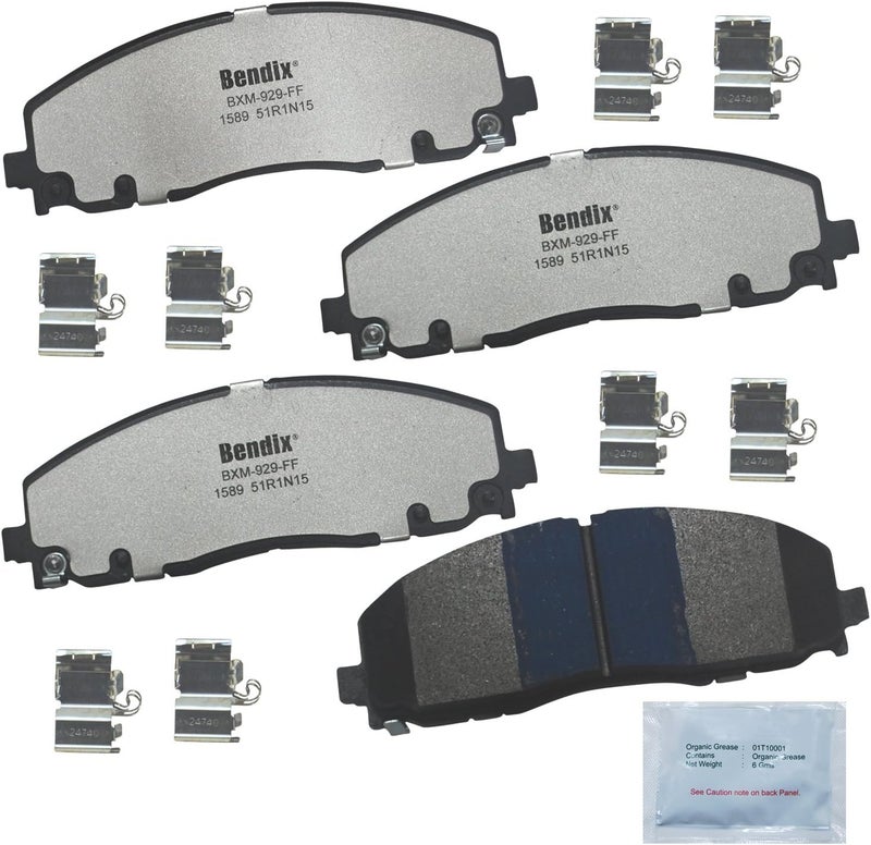 Bendix Fleet Metlok MKD1589FM Semi-Metallic Front Brake Pads for Select Models Chrysler Grand Caravan,Pacifica,Town & Country,Voyager,Dodge Journey,Jeep Gladiator,Wrangler,Ram C/V,Volkswagen Routan - Image 1