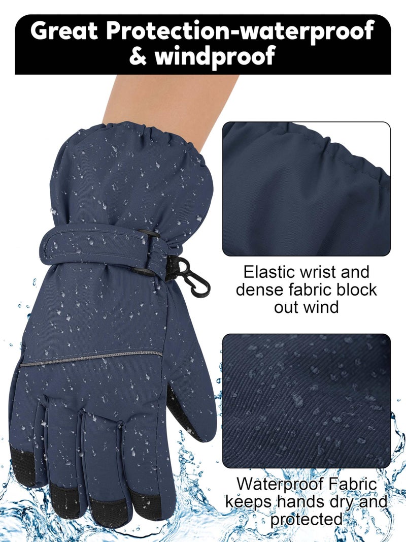 Cooraby 2 Pairs Kids Snow Ski Gloves Winter Waterproof Warm Gloves for Boys Girls Cold Weather Outdoor - Image 4