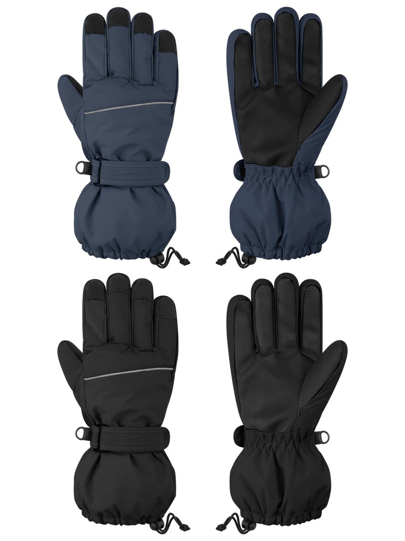 Cooraby 2 Pairs Kids Snow Ski Gloves Winter Waterproof Warm Gloves for Boys Girls Cold Weather Outdoor - Image 1