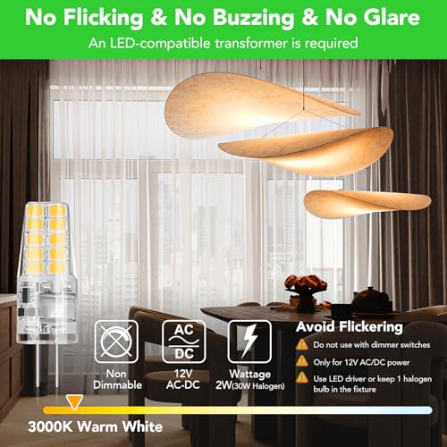 Bubo بوبا 10 حزمة لمبة LED G4 تعادل 2W 30W 3000K أبيض دافئ 250 لومن زاوية شعاع 360°، بديل لمبة هالوجين T3 لمبات المناظر الطبيعية، أضواء LED G4 قاعدة ثنائية الدبوس 12V AC/DC للإضاءة الخارجية - Image 4