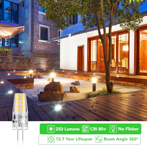Bubo بوبا 10 حزمة لمبة LED G4 تعادل 2W 30W 3000K أبيض دافئ 250 لومن زاوية شعاع 360°، بديل لمبة هالوجين T3 لمبات المناظر الطبيعية، أضواء LED G4 قاعدة ثنائية الدبوس 12V AC/DC للإضاءة الخارجية - Image 3