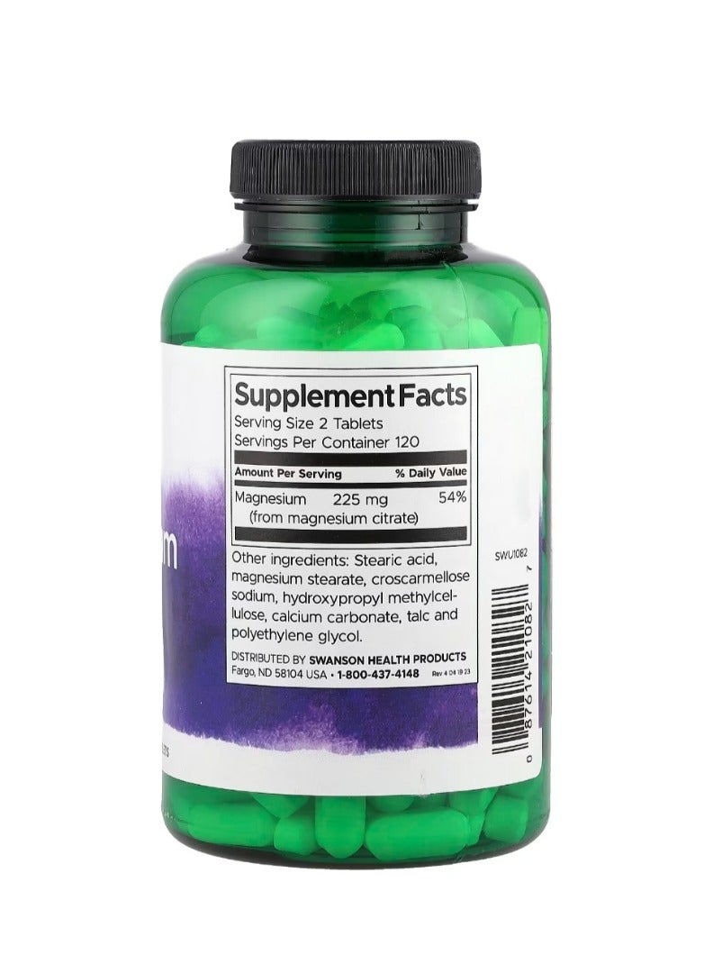 سوانسون سترات المغنسيوم 225 ملجم 240 قرص - Image 2