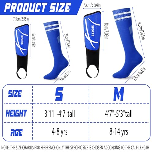 VercanMonth Soccer Shin Guards and Socks Kids Youth Lightweight Soccers Pads Defender with Ankle Protection Ski Shin Guards Football Equipment for Age 414 Toddler Boy GirlSmallSportsBlue - Image 3