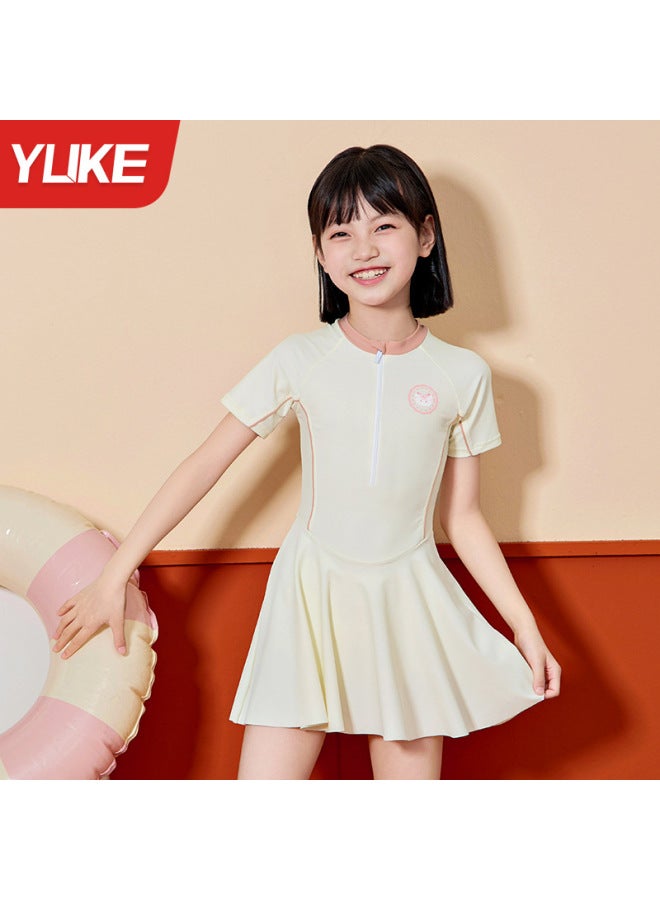 Children's Swimsuit Girls One-piece Swimsuit  New Style Girls Medium And Large Kidsren Quick-drying Swimming Training Quick-drying Swimsuit