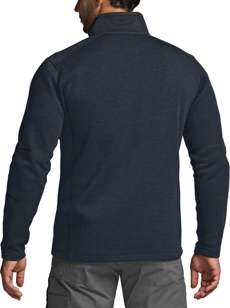 CQR Men's Thermal Fleece Quarter Zip Sweater, Outdoor Lightweight Long Sleeve Pullover, Casual Mock Neck Polo Sweaters, Crest Navy, XX-Large - Image 2