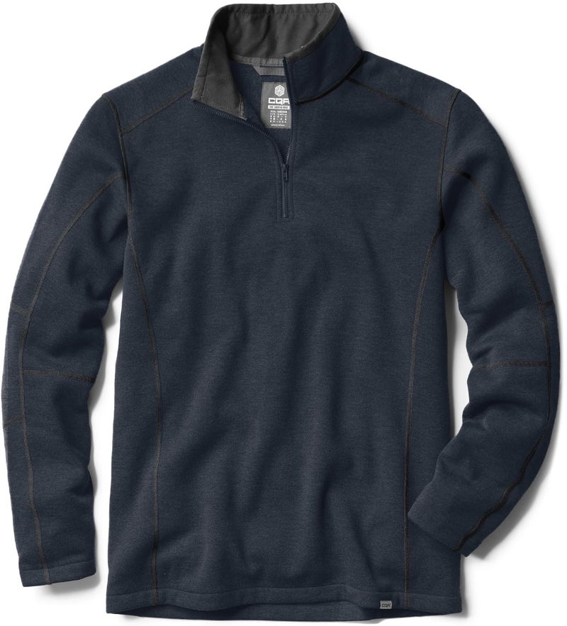 CQR Men's Thermal Fleece Quarter Zip Sweater, Outdoor Lightweight Long Sleeve Pullover, Casual Mock Neck Polo Sweaters, Crest Navy, XX-Large - Image 3