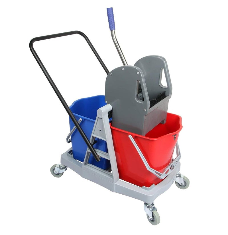 TARGET HYGIENE TARGET HYGIENE Double Bucket Mop Wringer Trolley Free with Caution Sign Board Combo Wet Floor Cleaning in Progress 40 LTR  - Image 2