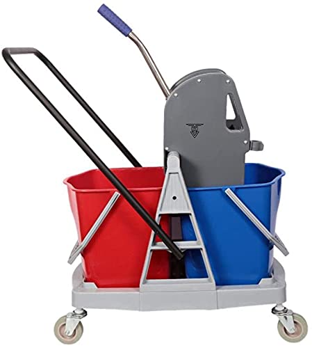 TARGET HYGIENE TARGET HYGIENE Double Bucket Mop Wringer Trolley Free with Caution Sign Board Combo Wet Floor Cleaning in Progress 40 LTR  - Image 3