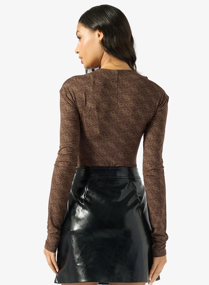 GUESS Teodora Logo Long Sleeve Bodyuit Top