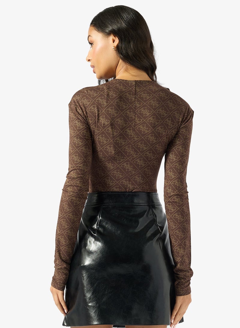 GUESS Teodora Logo Long Sleeve Bodyuit Top - Image 2