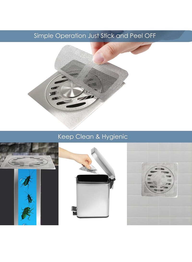 موندا ملصق شعر بالوعة للاستخدام مرة واحدة، 30 قطعة، ملصق شبكة مصيدة شعر بالوعة الحمام، ملصق مضاد للانسداد ومقاوم للحشرات، ملصق تصريف أرضي للحمام وغرفة الغسيل وحوض الاستحمام والمطبخ، فلتر شعر للاستخدام مرة واحدة سهل الاستخدام، أبيض - Image 2