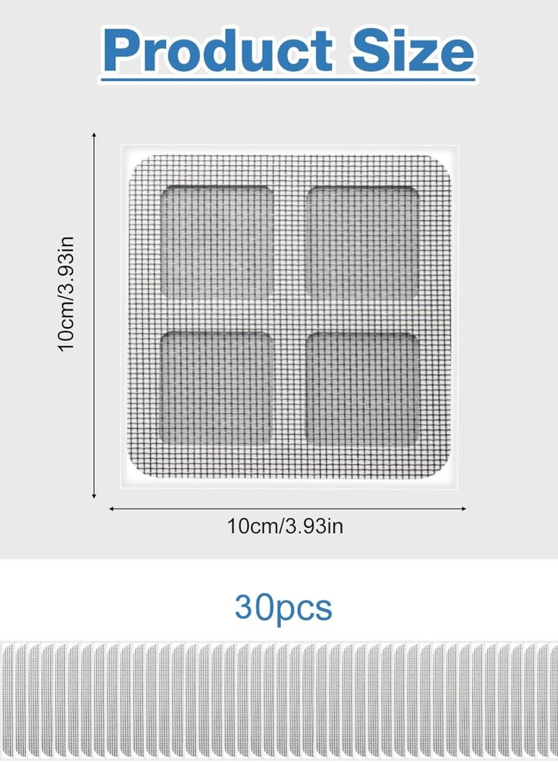 موندا ملصق شعر بالوعة للاستخدام مرة واحدة، 30 قطعة، ملصق شبكة مصيدة شعر بالوعة الحمام، ملصق مضاد للانسداد ومقاوم للحشرات، ملصق تصريف أرضي للحمام وغرفة الغسيل وحوض الاستحمام والمطبخ، فلتر شعر للاستخدام مرة واحدة سهل الاستخدام، أبيض - Image 4
