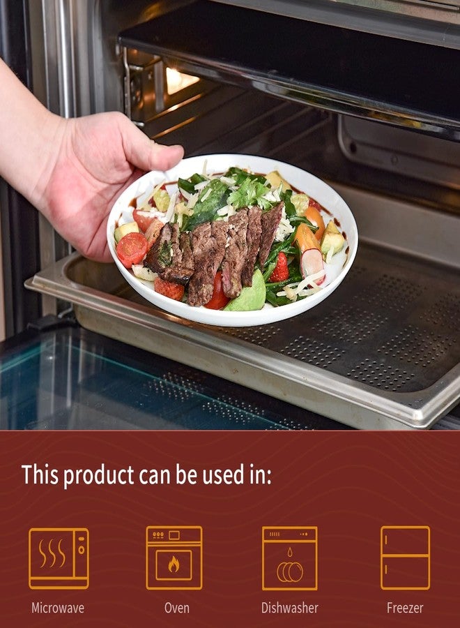 WishDeco طقم أطباق عشاء بيضاء من WishDeco مكون من 6 قطع، أطباق سلطة من البورسلين بقطر 23 سم / 9 بوصة، أطباق مطبخ عصرية، أطباق تقديم دائرية، آمنة للاستخدام في الميكروويف وغسالة الصحون، مقاومة للخدش، طلاء ناعم - Image 5