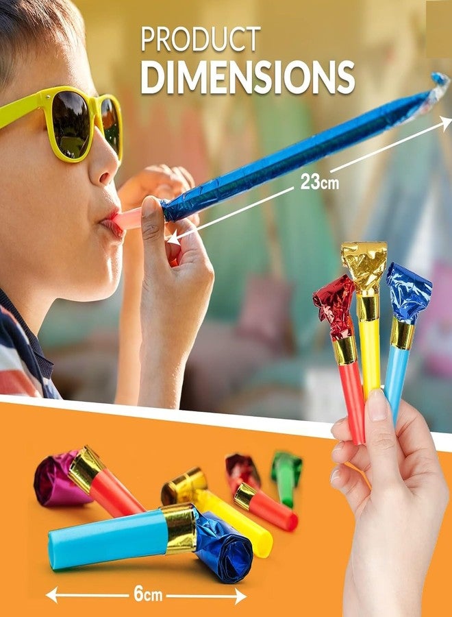 Qatao 25pcs Small Party Blowers,Colourful Noisemakers Party Blowouts Squawkers Fringed Noise Maker,Birthday Noisemakers Birthday Blow Horns Party Whistles - Image 2
