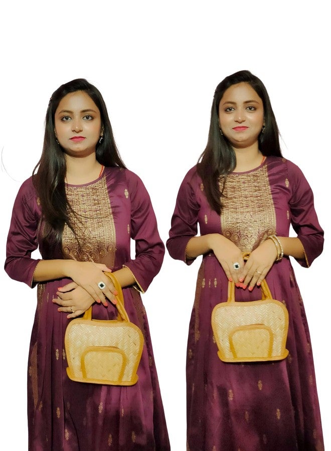 CLASSIQUE Bamboo Bag Shital Pati Apple Shape Hand Bag For Women Small Size Eco-Friendly - Image 2
