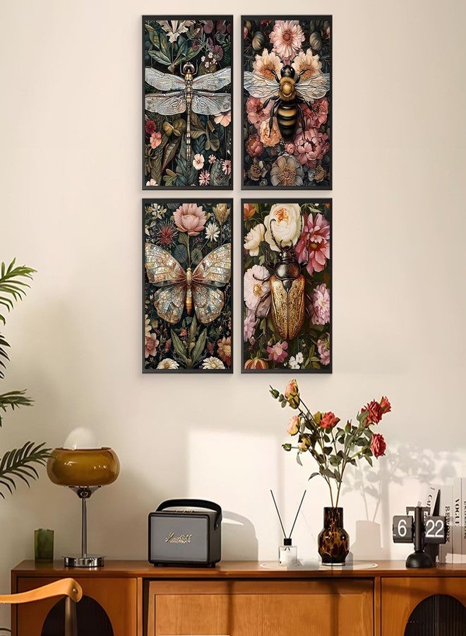 Mandun 4 Pack Paint by Numbers Kit for Adults with Wooden Frames, Dragonfly Butterfly Bee Bettle Paint by Number for Adults Beginners, Paint by Numbers on Canvas Acrylic for Home Wall Art Decor 9.8x13.7 Inch - Image 3