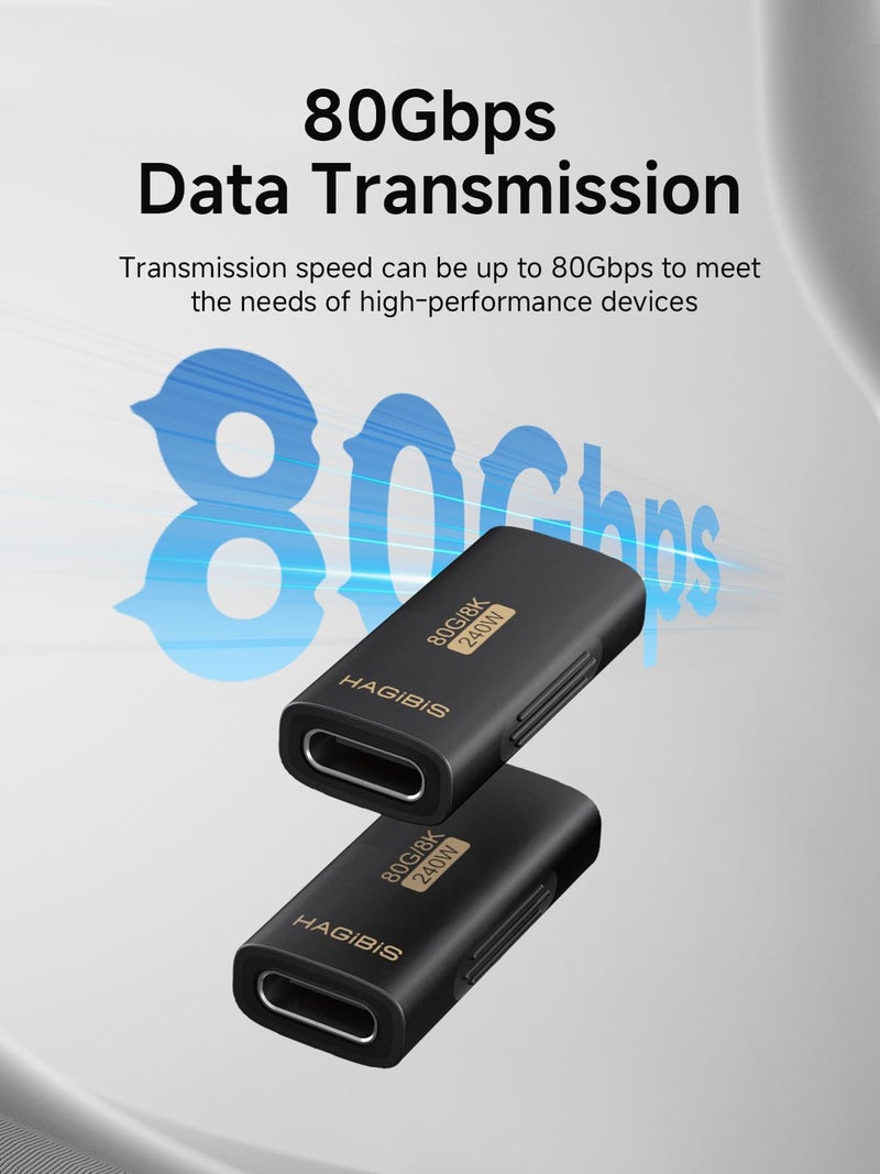 Hagibis 240W 80Gbps 8K@60Hz USB C Adapter, USB-C Female to Female Adapter, USB4 Connecter for Thunderbolt 5/4/3, Laptop, Switch, Dock, Mac, Tablet, iPhone 16 15 Pro Max (TUA07) - Image 2