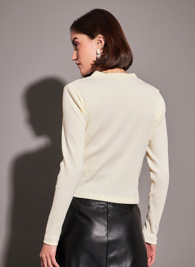 ساسافراس كارديجان نسائي بأكمام طويلة وياقة على شكل حرف  من أوف-وايت - Image 4