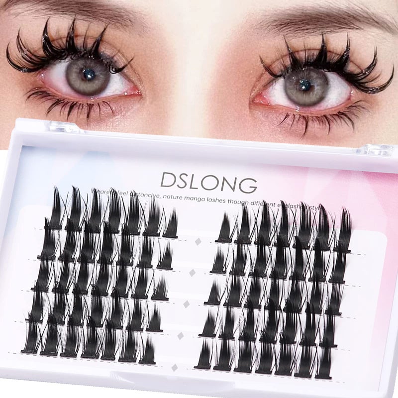 DSLONG Manga Lashes Natural Look Individual Lash Wispy Silky Anime Eyelashes Cluster Japanese Cosplay False Eyelashes Reusable, Look Like Extensions DIY At Home - Image 1