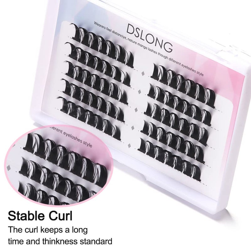 DSLONG Manga Lashes Natural Look Individual Lash Wispy Silky Anime Eyelashes Cluster Japanese Cosplay False Eyelashes Reusable, Look Like Extensions DIY At Home - Image 2