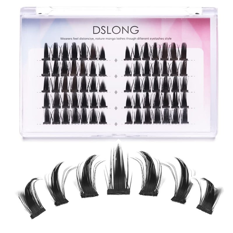 DSLONG Manga Lashes Natural Look Individual Lash Wispy Silky Anime Eyelashes Cluster Japanese Cosplay False Eyelashes Reusable, Look Like Extensions DIY At Home - Image 3
