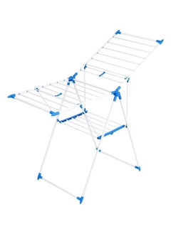 Generic Clothes Drying Stand Foldable Laundry Rack with Adjustable Folding Wings Clothes Hanger Stand Drying Rack clothes rack, Clothes Rack for Drying Clothing, Cloth Drying Stand (White & Blue)  - Image 3