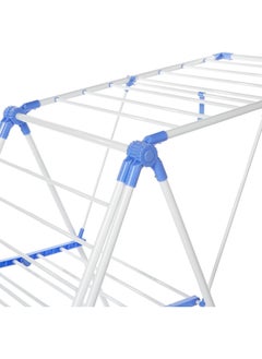 Generic Clothes Drying Stand Foldable Laundry Rack with Adjustable Folding Wings Clothes Hanger Stand Drying Rack clothes rack, Clothes Rack for Drying Clothing, Cloth Drying Stand (White & Blue)  - Image 4
