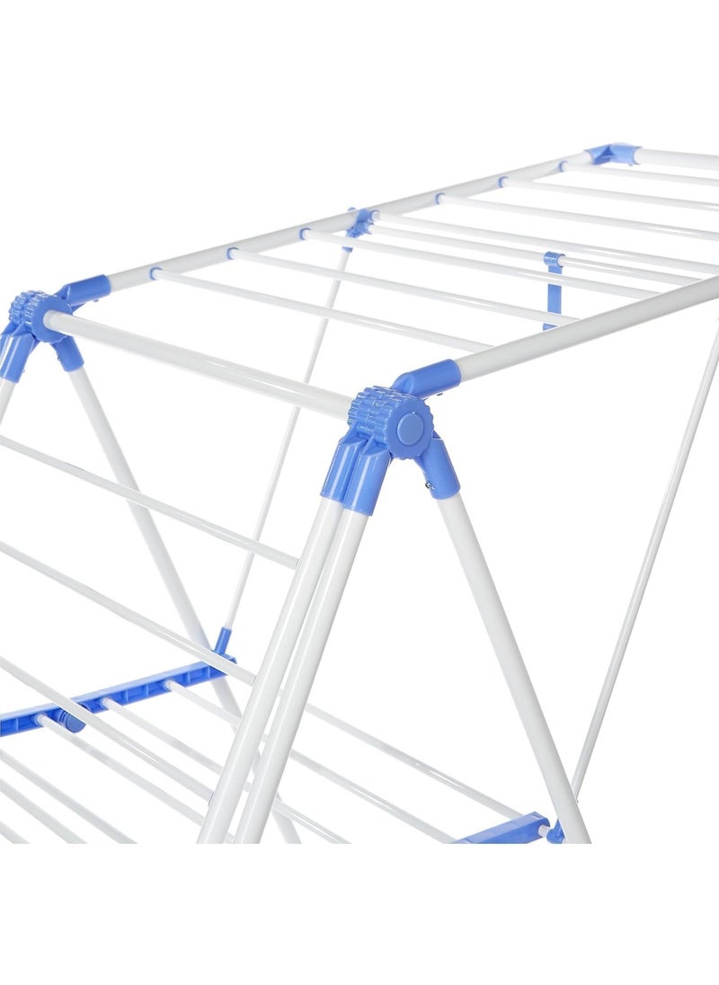 Generic Clothes Drying Stand Foldable Laundry Rack with Adjustable Folding Wings Clothes Hanger Stand Drying Rack clothes rack, Clothes Rack for Drying Clothing, Cloth Drying Stand (White & Blue)  - Image 4