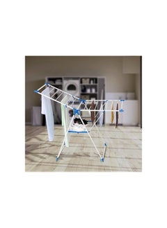 Generic Clothes Drying Stand Foldable Laundry Rack with Adjustable Folding Wings Clothes Hanger Stand Drying Rack clothes rack, Clothes Rack for Drying Clothing, Cloth Drying Stand (White & Blue)  - Image 5