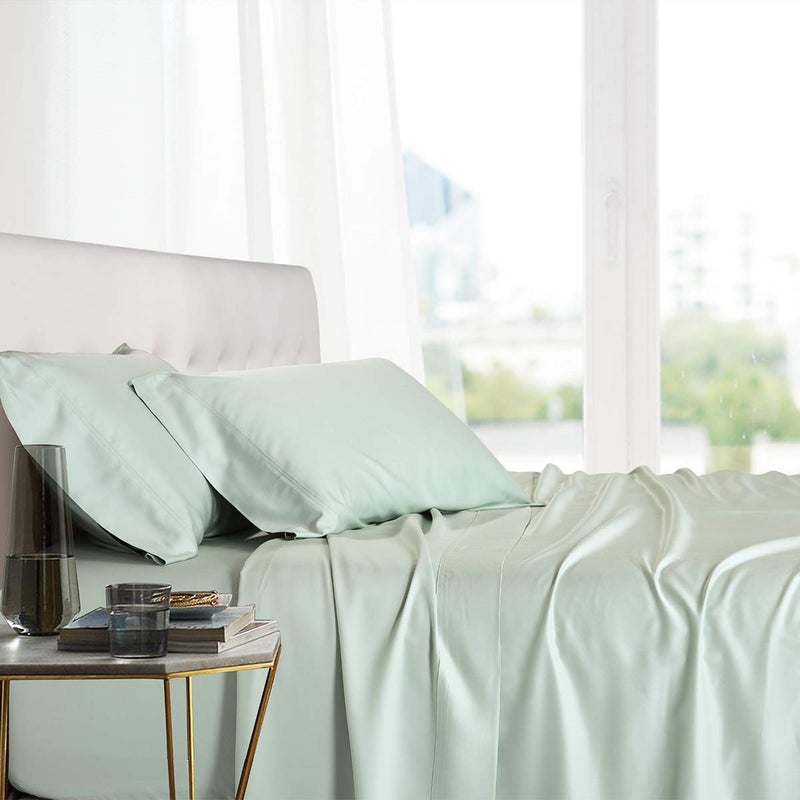 Royal Tradition Viscose from Bamboo Bed Sheets, Twin Extra Long XL, Solid Sea, Super Soft and Cool 3PC Sheet Set - Image 3